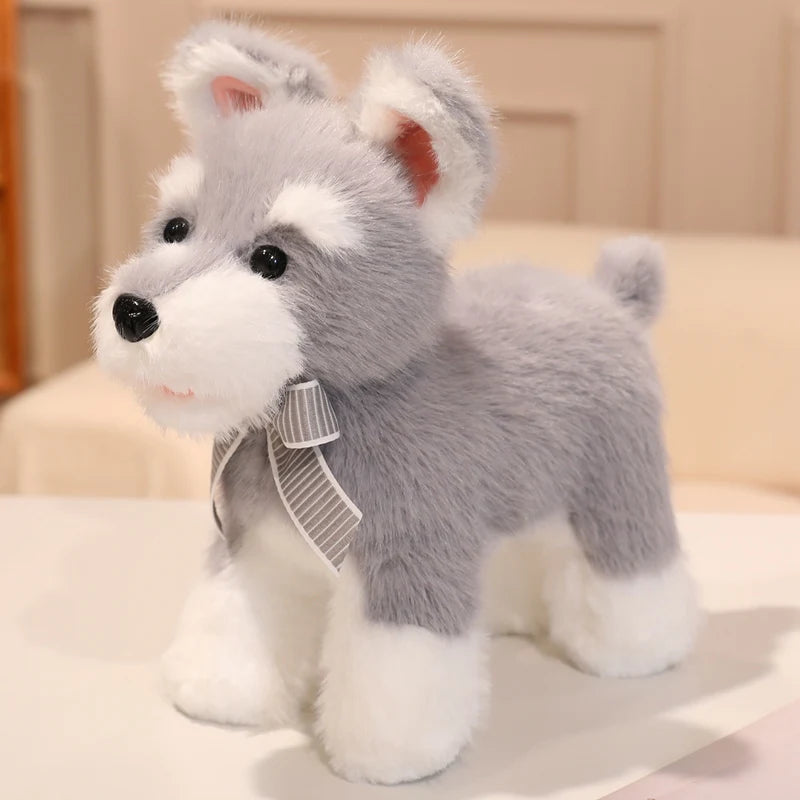 Hot sales Lovely Schnauzer Dog Plush Toy Soft Simulation Stuffed Animal Toys For Boys Cute Photo Props Girls Birthday Gift 30cm