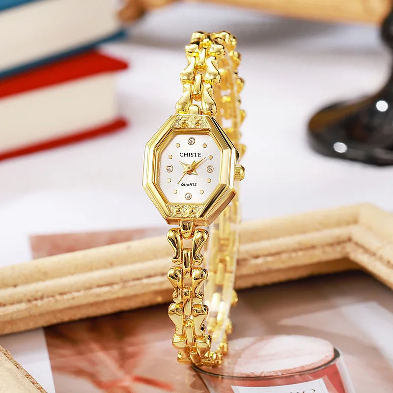 High Quality Lucky Small Square Dial Retro Ladies Watch Unique Bracelets Band Quartz Watch Montre Femme Dropshipping Gift