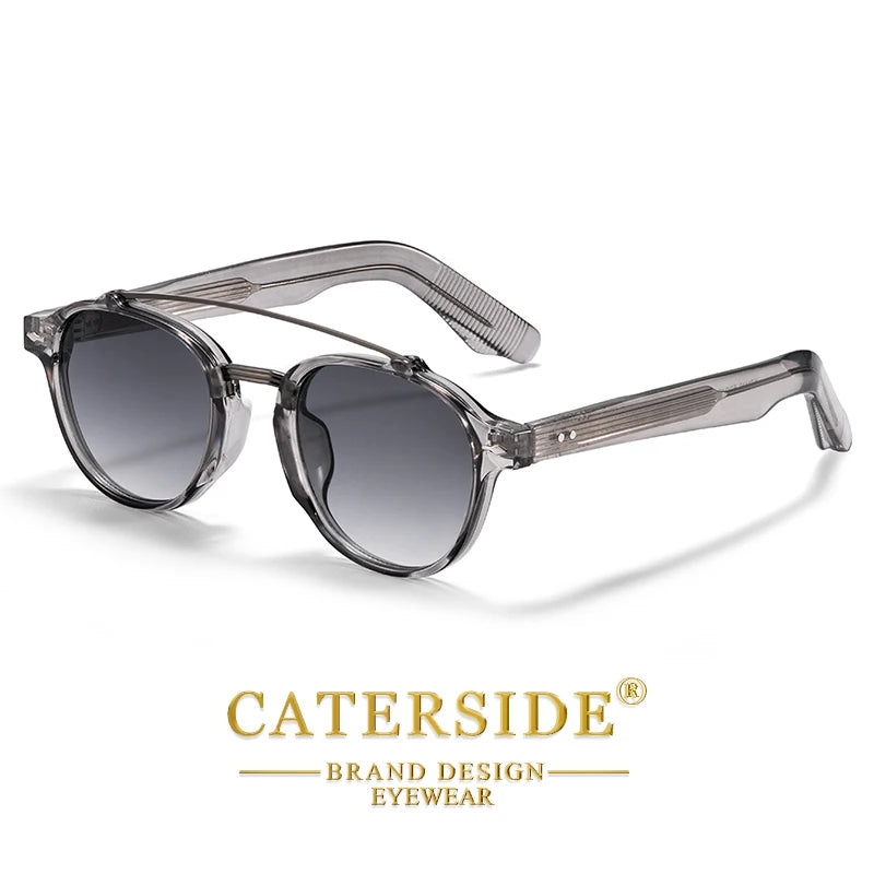CATERSIDE New RetroPilot Men's Round Sunglasses Classic Double Bridge Design Sun Glasses Women's Outdoor Travel Glasses UV400