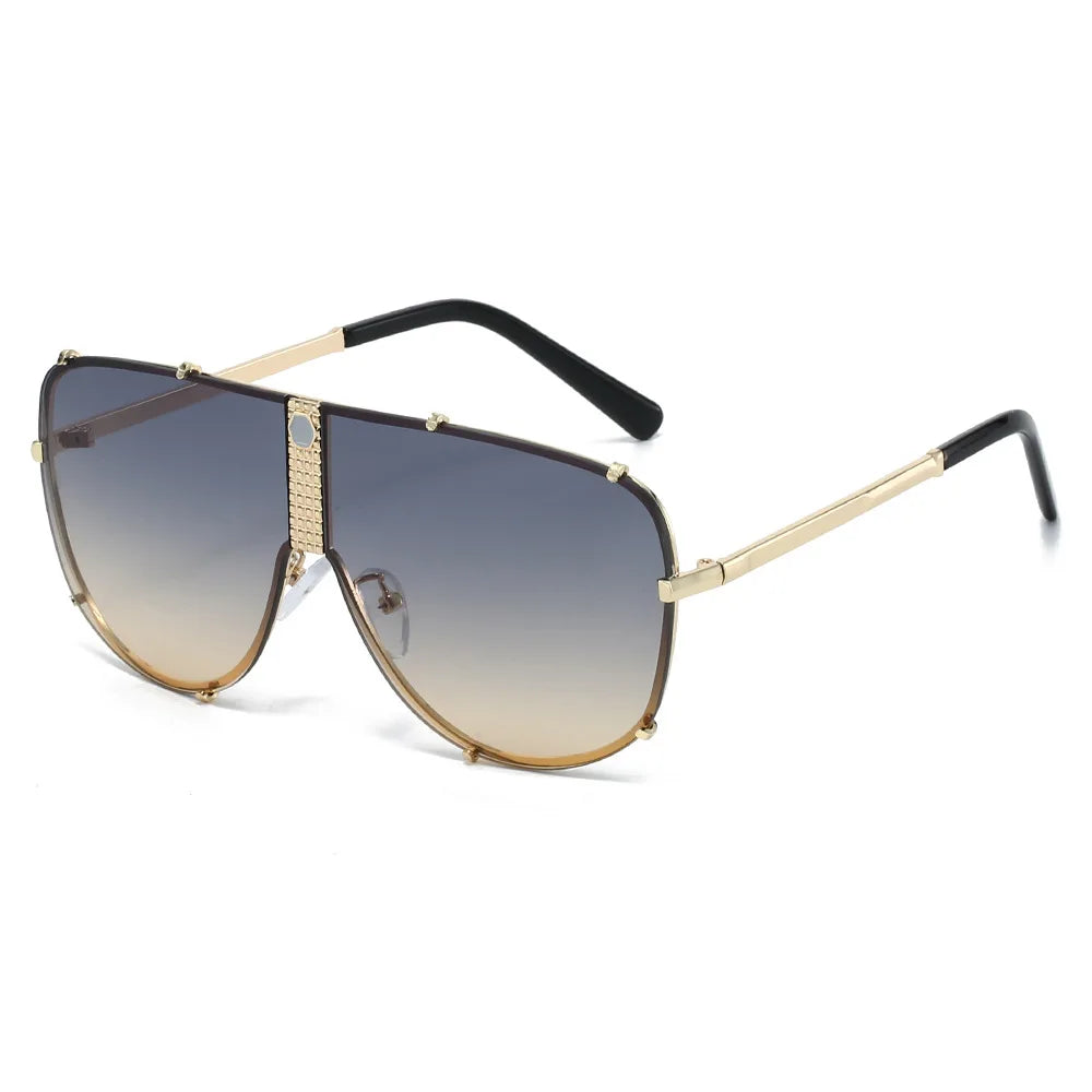 JNPCXI New Fashion Oversized Square Sunglasses Women Shades UV400 Retro Rivets Men Black Sun Glasses