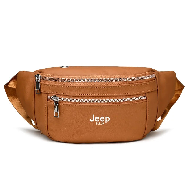 JEEP BULUO Brand Men's Chest Bag Genuine Leather Casual Shoulder Crossbody Bags
