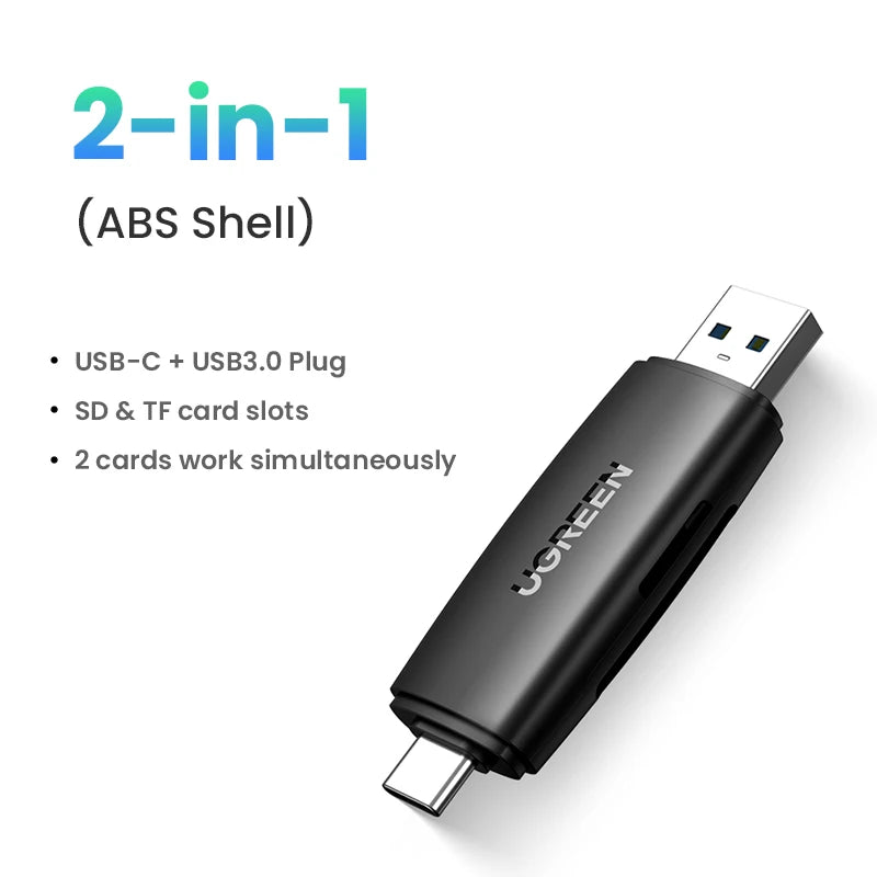 Card Reader USB3.0&USB C to SD MicroSD TF Thunderbolt 3 for Laptop Smart Memory