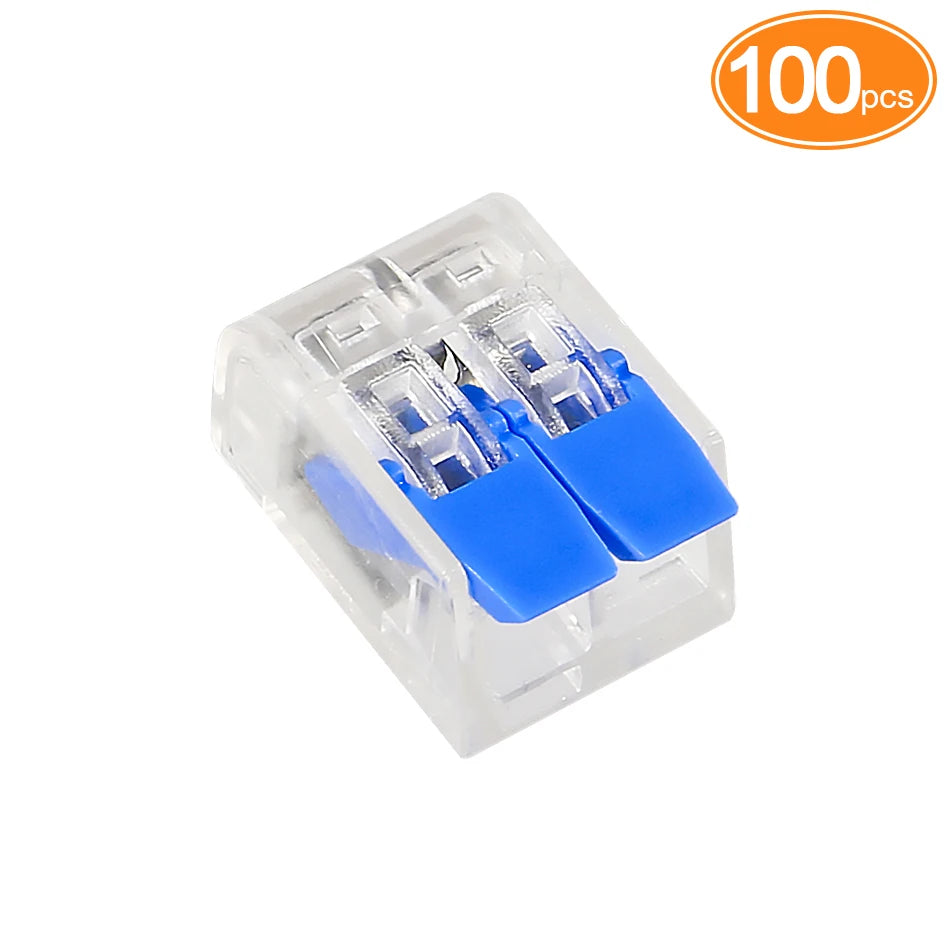 100pcs Quick Wire Connectors Plug-in Universal Compact Home Wiring Cable Connector 2/3 Pin Conductor Terminal Block