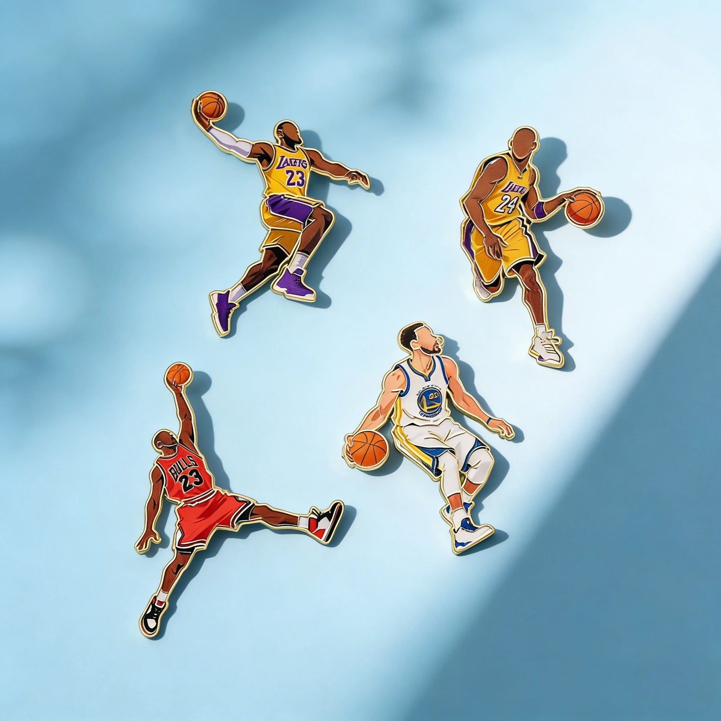 4pcs Football Player Enamel Brooch Set Creative Sport Metal Badges Punk Style Lapel Pins Jewelry Gift for Sports Fans