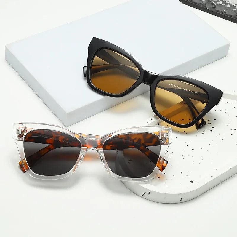 JNPCXI Retro Cat Eye Women Sunglasses Fashion Transparent Shades UV400 Men Trending Sun Glasses