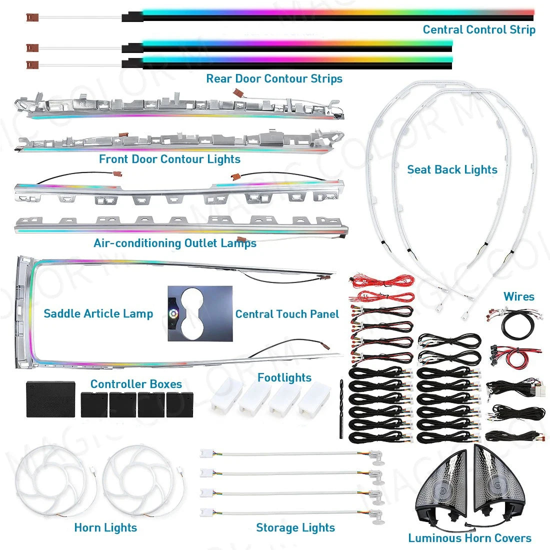 For Tesla Model 3 Y 2021 2022 2023 2024 Ambient Light LED Atmosphere Lamps Car Interior Symphony RGB Backlight Rotating Speakers