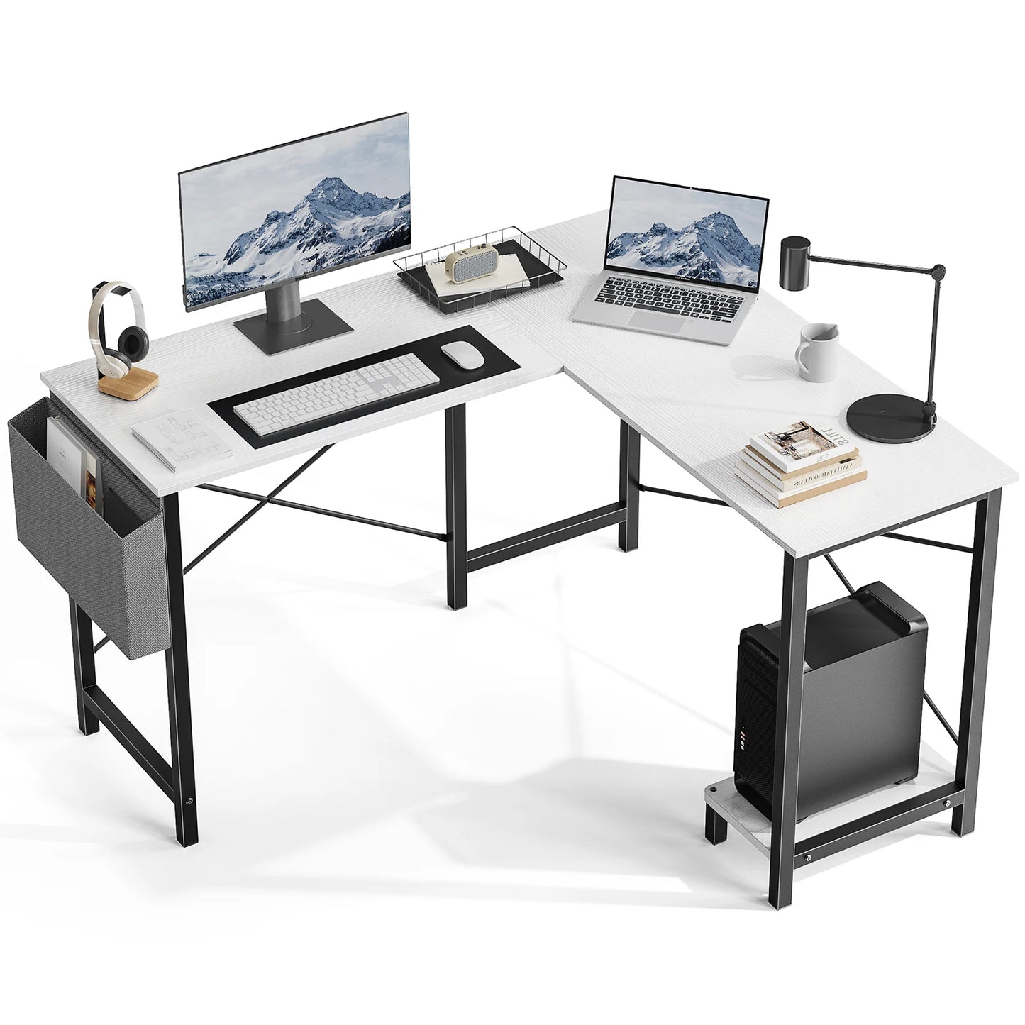 JHK Gaming Corner 50" Office Writing PC Wooden Table with CPU Storage Shelf
