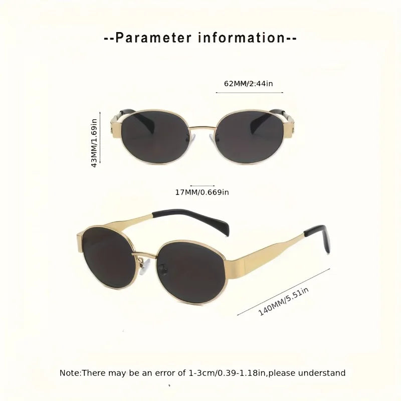 2PCS Sunglasses Small Frame New Style Sunglasses Metal Women's Simple Trendy European and American Sunglasses for Men and Women