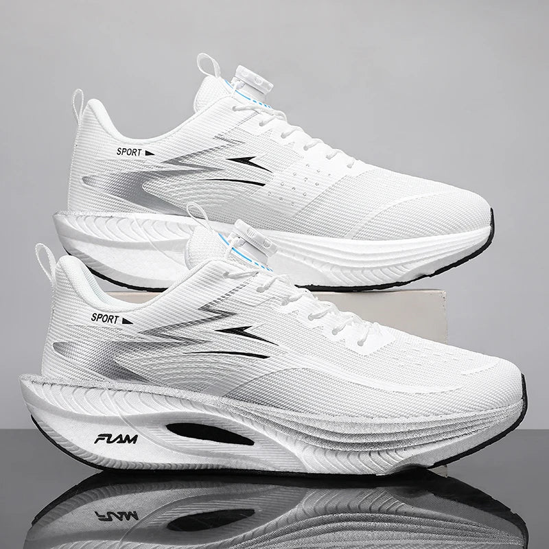 Marathon Men Running Shoes Sports Carbon Board Air Cushion Breathable Lightweight Women's Comfortable Athletic Nonskid Sneakers