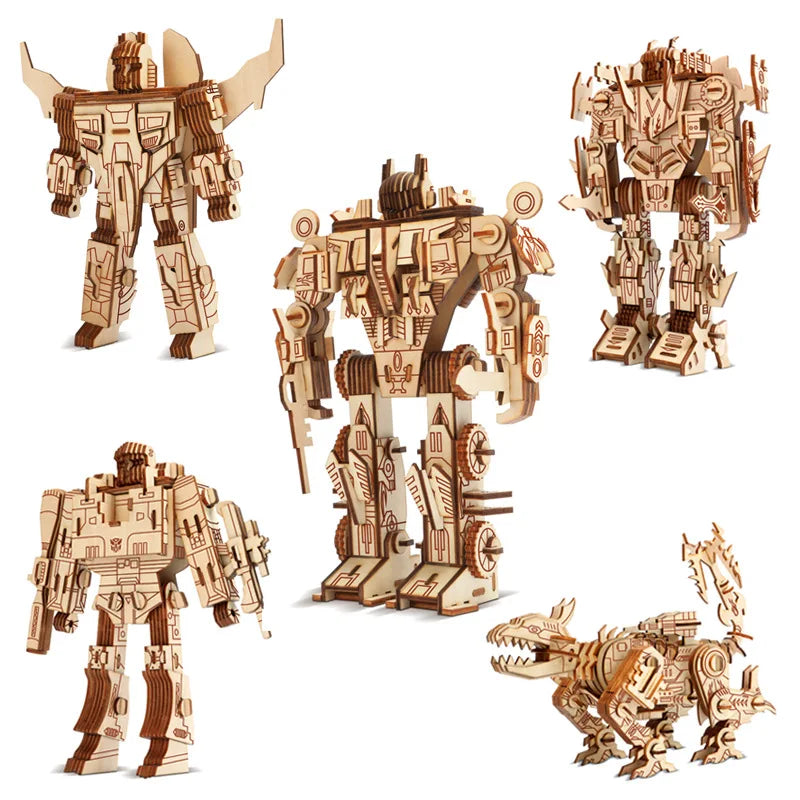 Robot Wooden 3D Stereo Stitch Puzzle DIY Handmade Model Toys for Boys Adults Creative Gifts Home Decoration Science Fiction