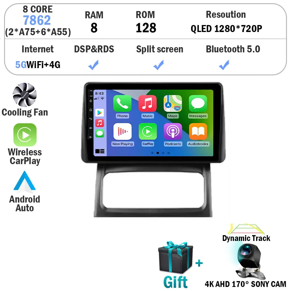 Android 15 Car Radio Carplay For Renault Clio 2 BB CB 2001 - 2012 Navigation GPS Android Auto Screen Stereo 5G Wifi BT DSP