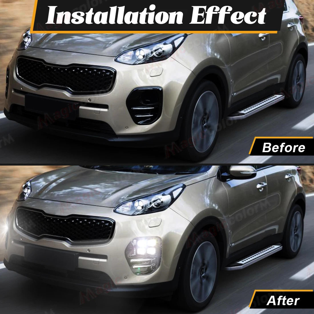 2PCS For KIA Sportage QL KX5 2016 2017 2018 LED Daytime Running Lights DRL Fog Lamps Front Bumper Headlights White Daylights 12V