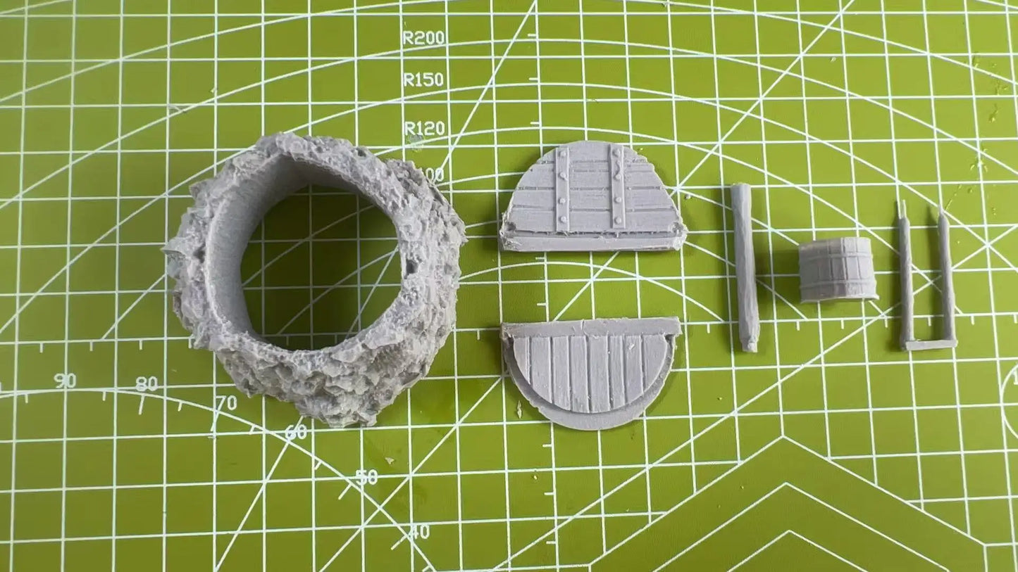 1: 35 Die-casting Resin Model GK, Resin Water Well Model Scene Layout in Unpainted State (requires Assembly)