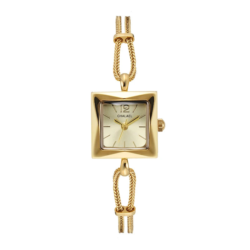 Women's Vintage Watch Gold Square Waterproof Fashionable Wristwatch Woman Elegant Luxury Women Bracelet Quartz Watches