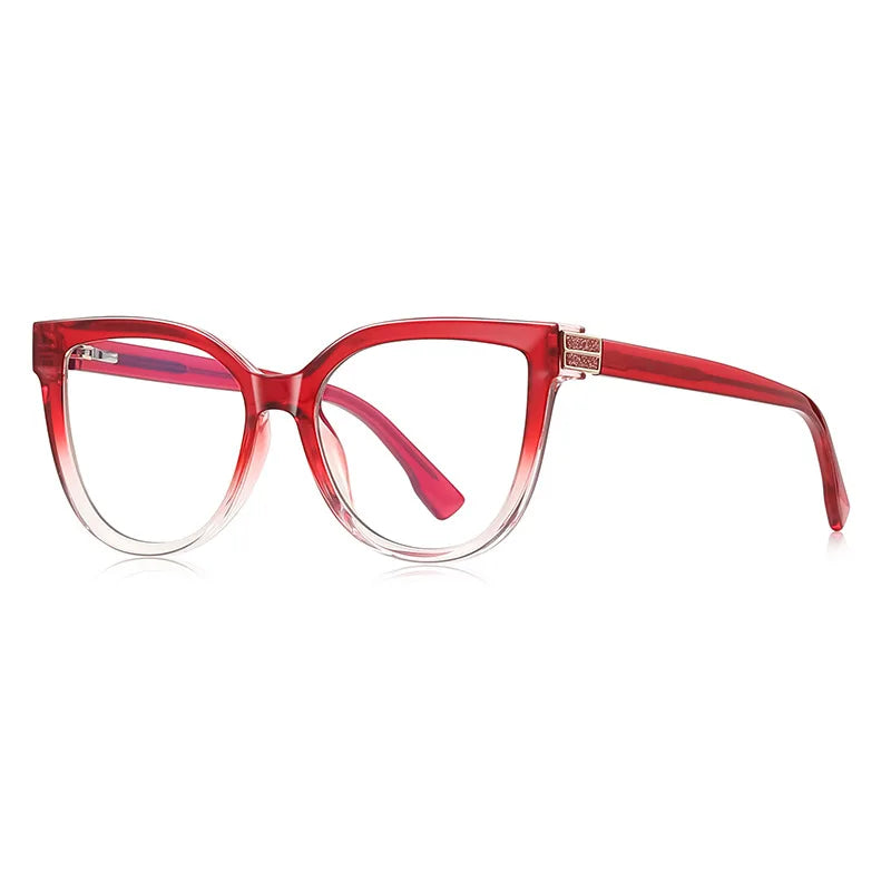 JNPCXI New Cat Eye Flower Anti-Blue Light Reading Glasses Women Customizable Prescription Myopia Lenses