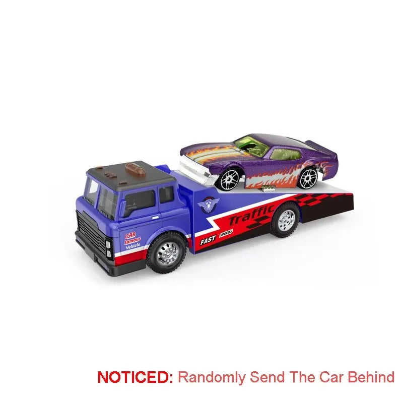 1:64 Container Trailer Alloy Diecast Model Toys Car Tailgate Can Be Lowered Pull Back Miniature Vehices Children's Surprise Gift
