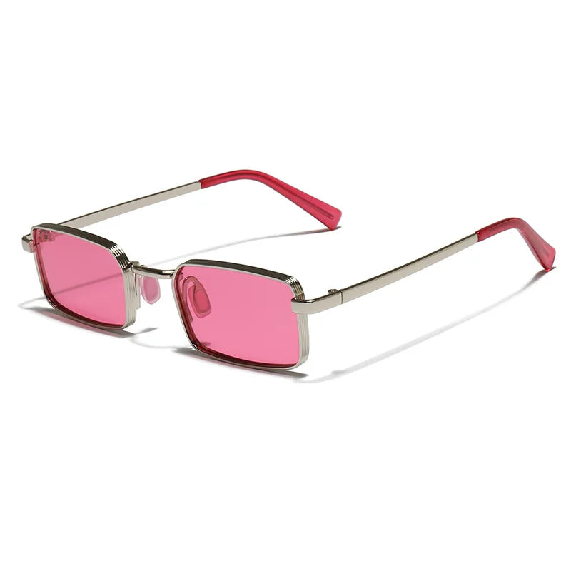 JNPCXI Ins Popular Fashion Candy Color Rectangle Sunglasses Women Retro Metal Men Outdoor Sun Glasses
