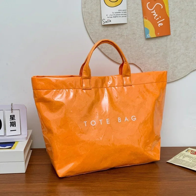 INS Popular Letter Prints Women's Tote Bags Large Capacity Transparent Jelly Bag PVC Waterproof Shopping Bag Designer Handbags