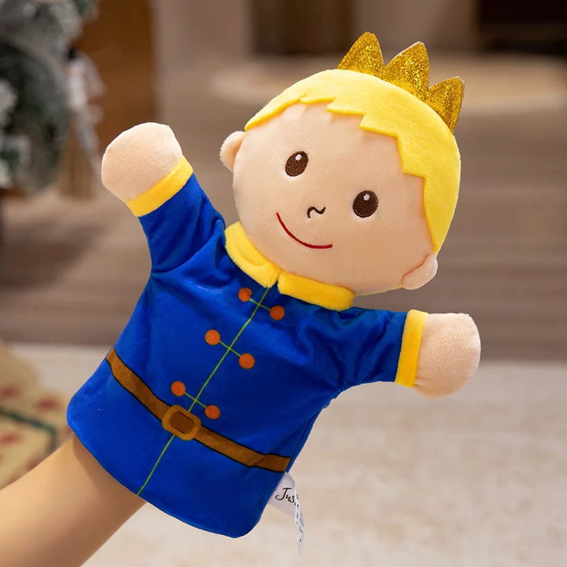 Cute Fairy Tale Kingdom Series Plush Hand Puppets Toys Cozy Cartoon Prince Princess Finger Puppets Funny Children Game Props
