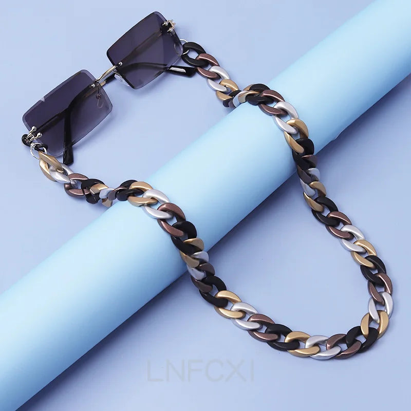 New Matte Retro Acrylic Glasses Chain Lanyards Gold Color Reading Glasses Hanging Neck Chains Sunglasses Chain Straps