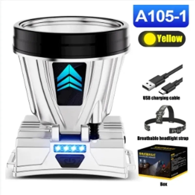 1000m High-beam Headlight Flashlight, rechargeable waterproof Emergency Headlamp
