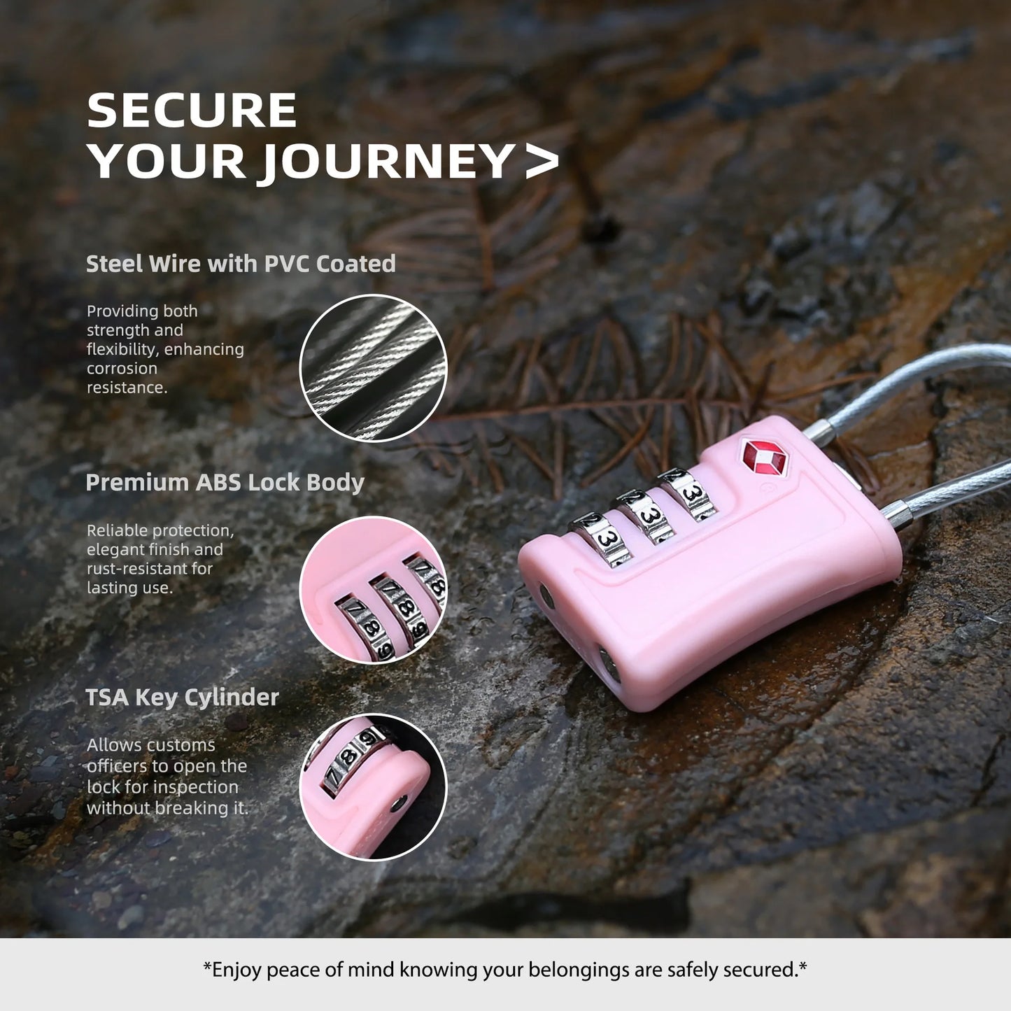 1Pc TSA Approved Luggage Travel Lock Filing Cabinets Toolbox Case ABS Steel Cable Gym Locker padlock smart lock lock box