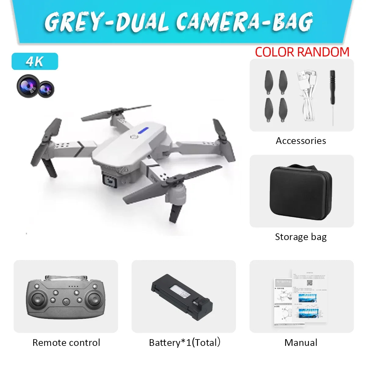 E88 Pro WIFI FPV Foldable Drone, Wide Angle 4K/1080P HD Camera, Height Hold