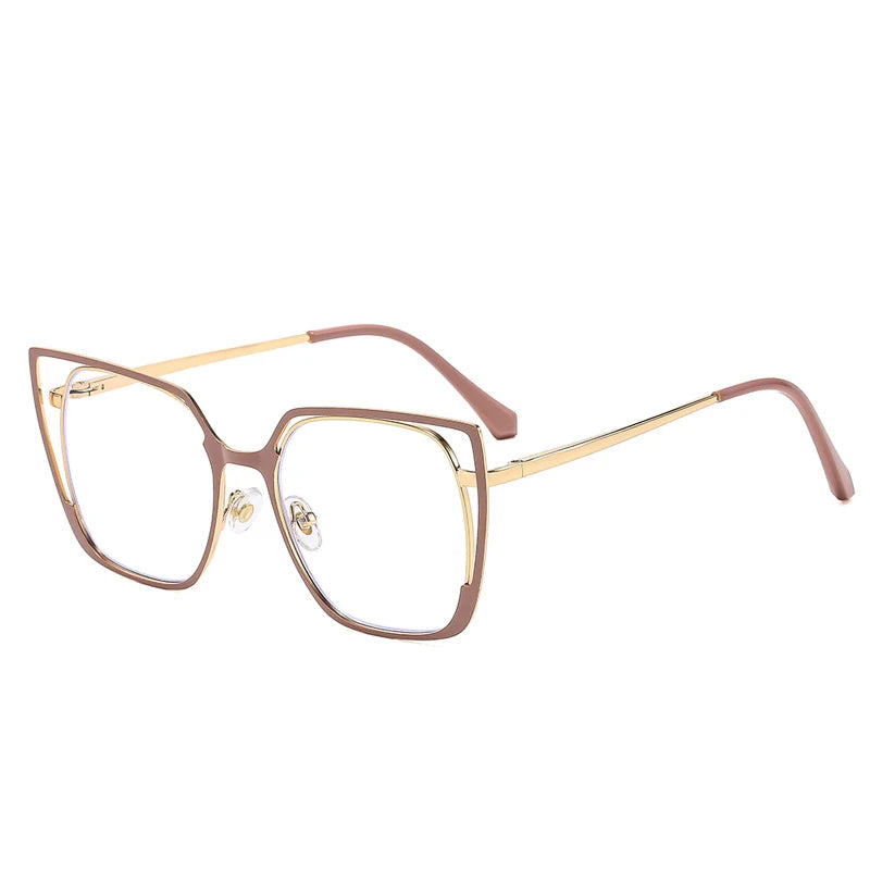 JNPCXI New Square Hollow Out Large Frame Flat Mirror 2026 New Anti Blue Light Fashion Glasses Frame
