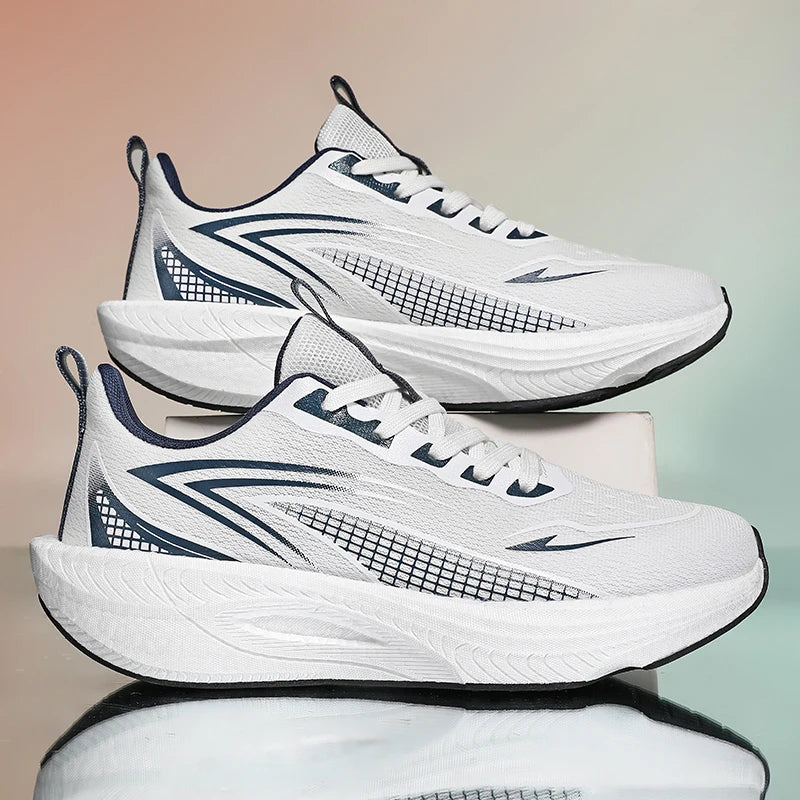 Marathon Men Running Shoes Sports Carbon Board Air Cushion Breathable Lightweight Men's Comfortable Athletic Nonskid Sneakers