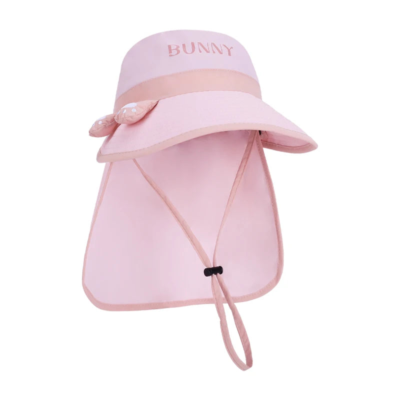2265-Summer outdoor children's sun protection hatforboysandgirls,cartoonandcute,withalargebrimanddetachablecape,fisherman style.