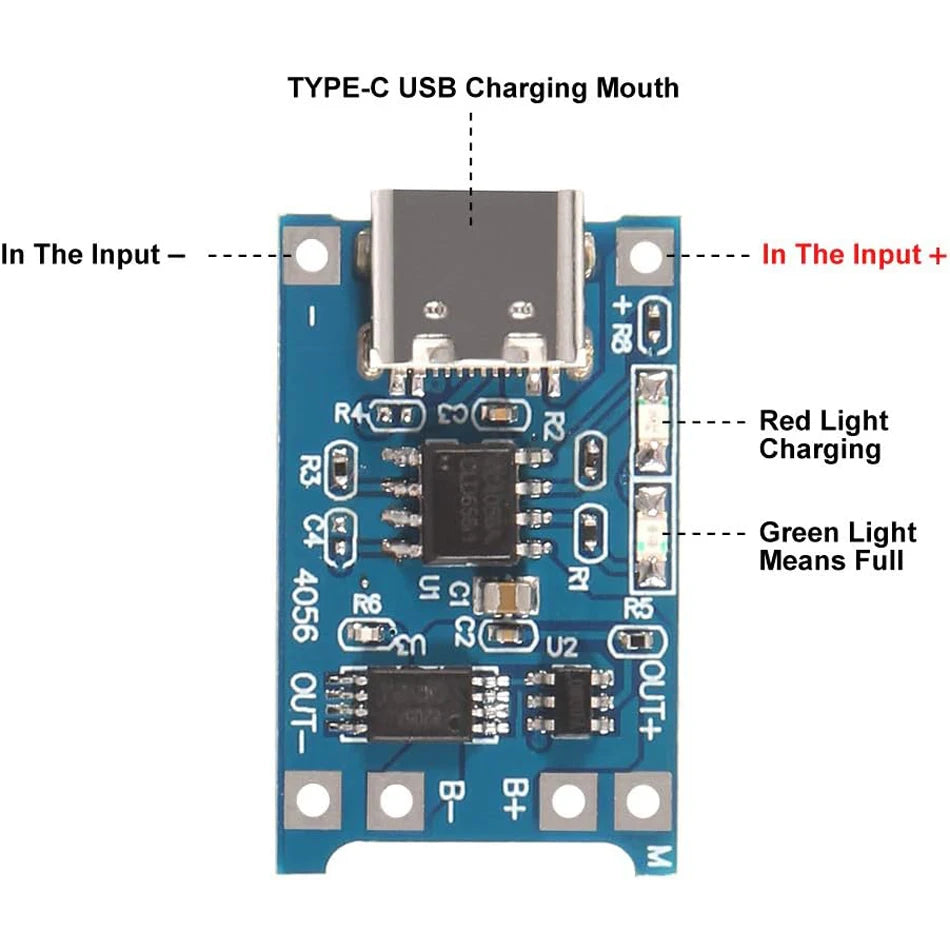 5PCS 1A 18650 Lithium Battery Protection Board Type-c/Micro/Mini USB Charging Module TP4056 With Protection One Plate Module