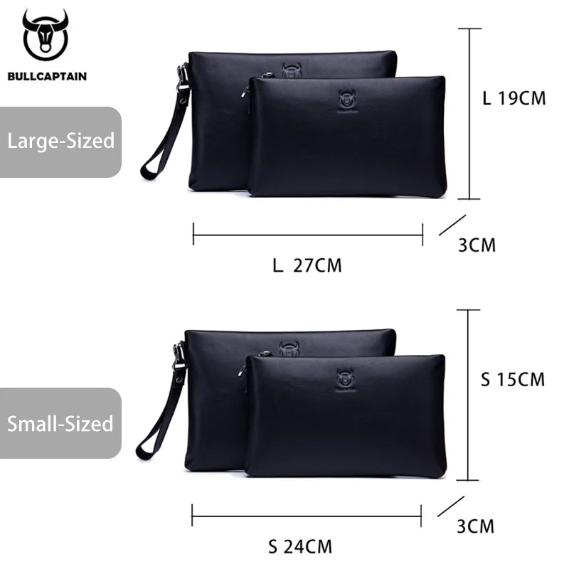 BULLCAPTAIN Brand Men's Wallet Clutch Bag Leather Men's Handbag Leather Fashion Men's Casual Bag Designer Ipad Handbag Suitable