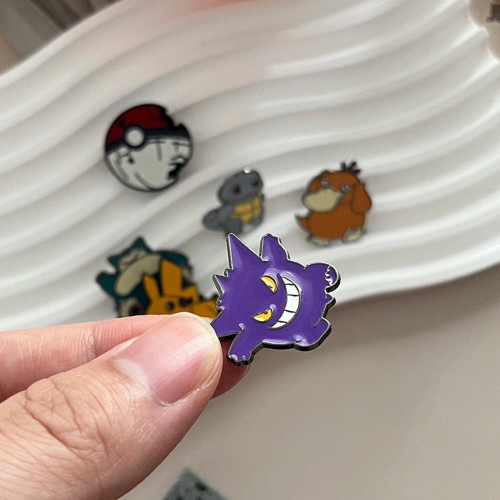 6pcs Pokemon Kawaii Psyduck Gengar Enamel Pins Set Anime Lapel Pin Accessories Metal Brooch Series for Backpack Decoration