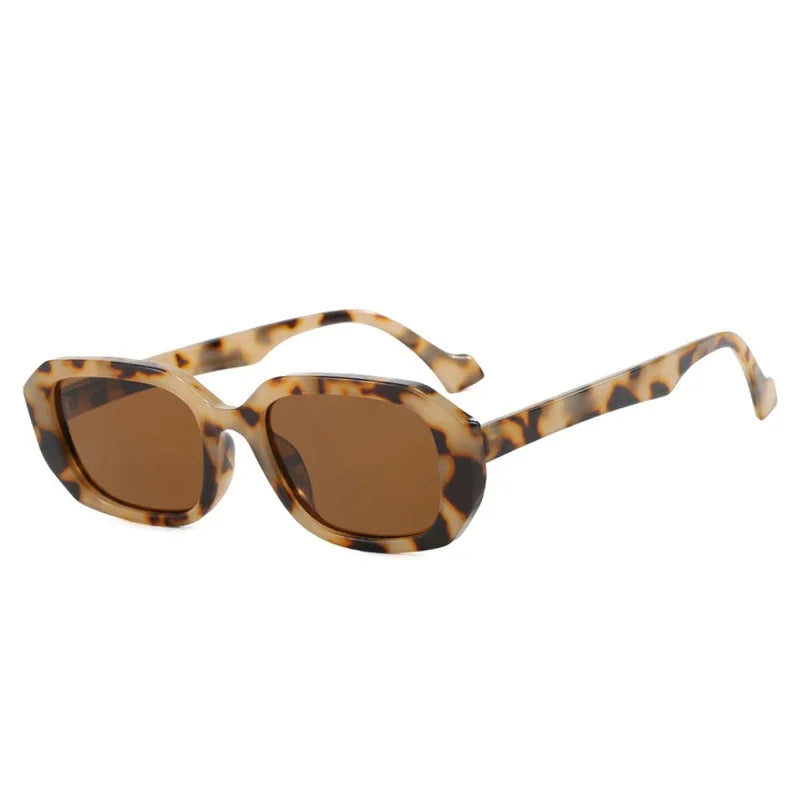 JNPCXI Fashion Small Polygon Rectangle Sunglasses Women Retro Clear Gradient Shades UV400 Men Sun Glasses