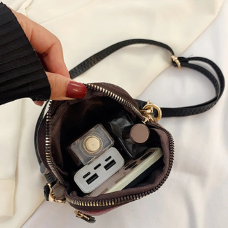 Fashion Soft Leather Women Shoulder Bag Multi Zipper Soft Mobile Phone Bag