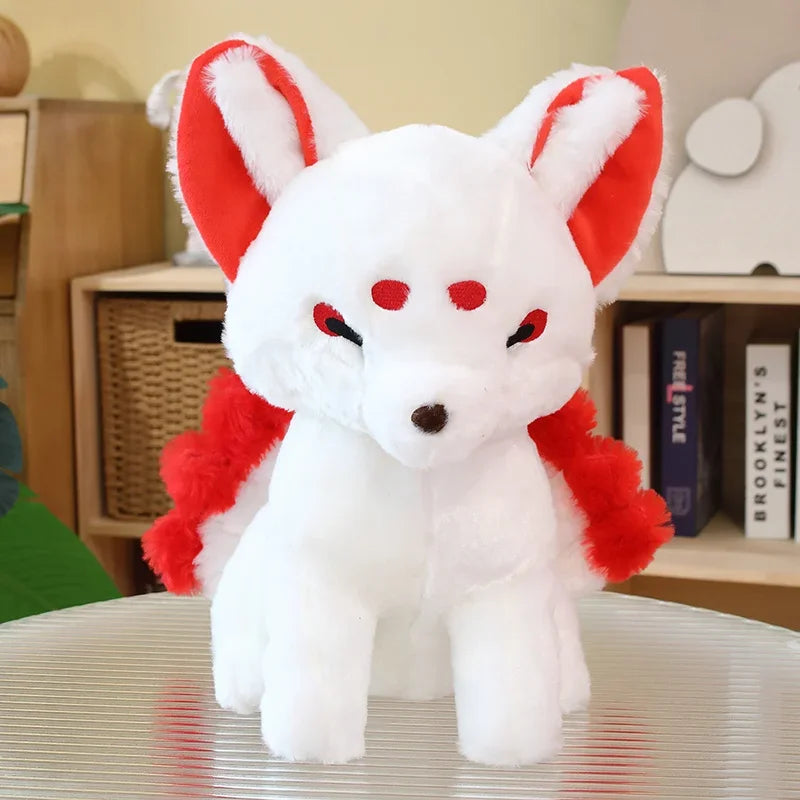 38cm Simulation Fat White Nine-Tailed Fox Plush Toy Stuffed Fox Animal High Quality Gumiho Birthday Gift Toy Home Decor Toy