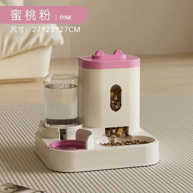 Automatic Pet Feeder with Water Fountain, Large Capacity Food & Water Dispenser