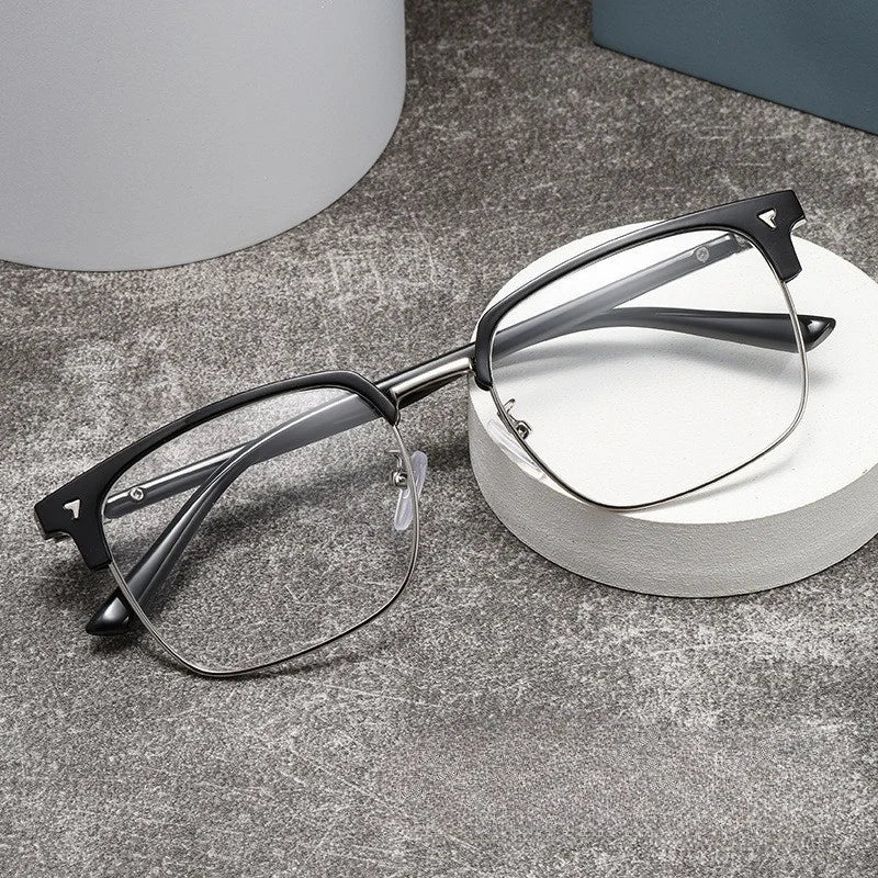 Men's high-definition anti blue light glasses - retro transparent lens full frame design fashionable unisex glasses