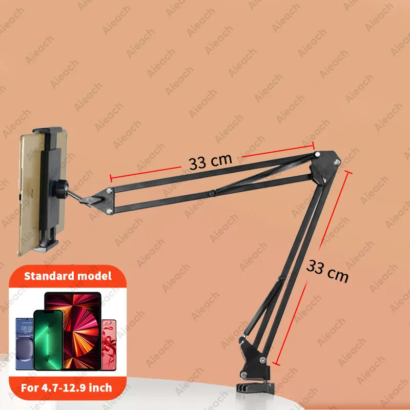 Tablet Holder for Bed Desk Stand W/ Flexible Arm for 4.5–12.9" Android Pad Tablets