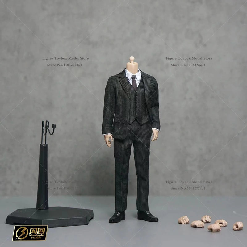 Manipple Studio 1/12 Mr. Ben Cosplay Black Suit & Windbreaker Body Set 6" Figure