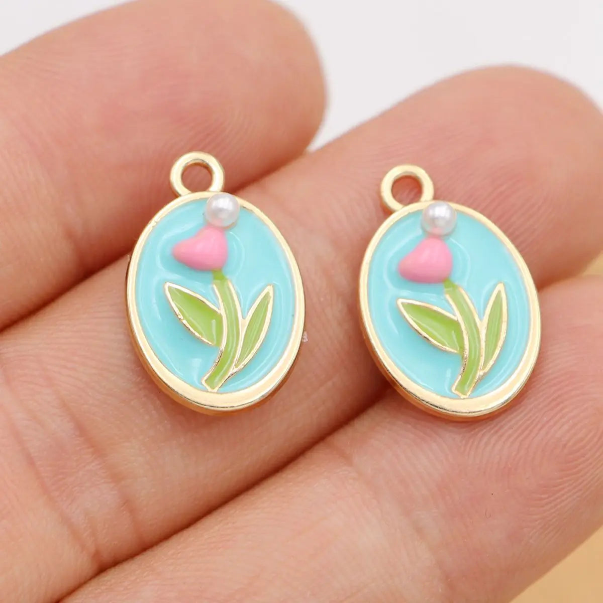 6Pcs Gold Plated Tulip Flower Charm Pendant Jewelry Making Earrings Bracelet Necklace DIY Accessories Craft
