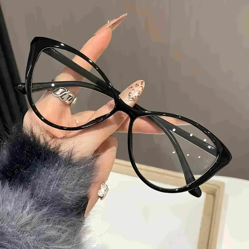 Cat Eye Fashion Glasses Transparent Lenses Women's Decorative Eyewear Stylish for Daily Wear