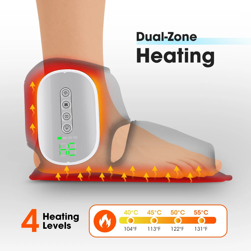 1Pair Air Compression Portable Ankle Foot Massager 4 Heating 3 Mode Airbag Soothing Kneading Lifting Foot Ankle Massage Device