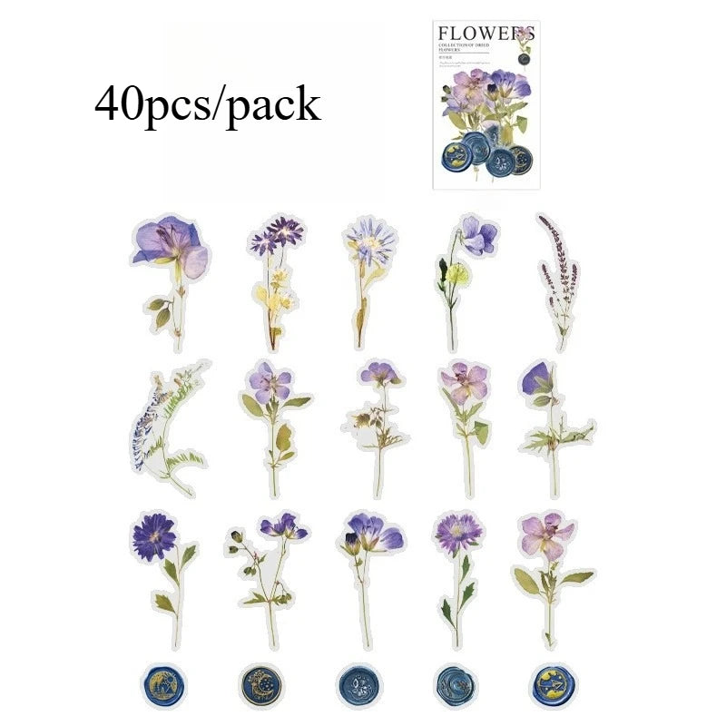 40pcs Elegant Vintage Floral Sticker Pack: Boost Your DIY Projects, Scrapbooks & Journals with Easy-to-Apply, Retro Bloom Decals