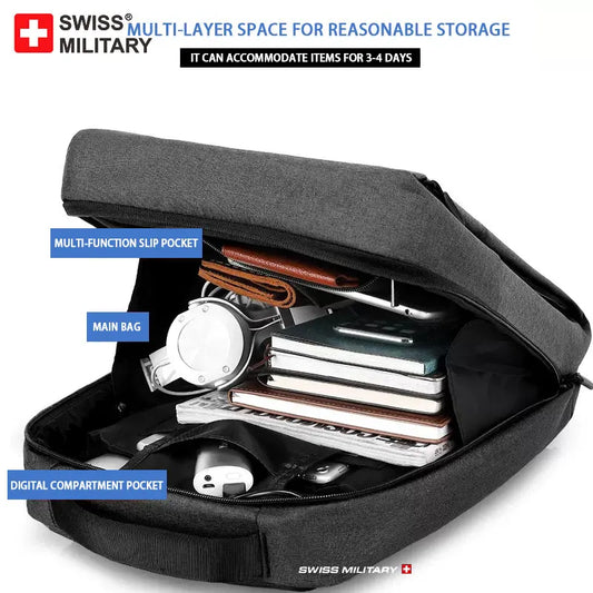 SWISS City Travel Backpack Business Bag School USB Laptop Waterproof Backpack