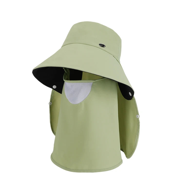 6184-New spring and summer women's outdoor cycling detachable face mask sun hat withwidebrim,shawl-likeheadcover, neck protector