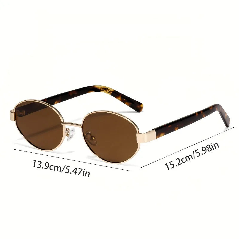 90s Retro Style Oval Glasses, Suitable for Women's Lightweight Fashion Suitable for Summer Beach Daily Wear