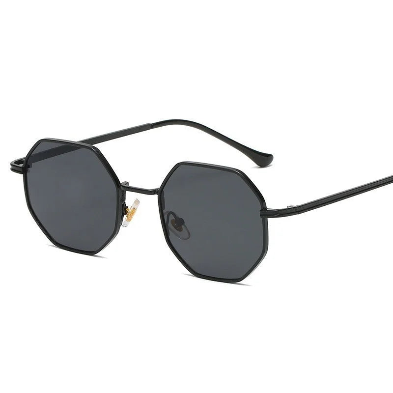 Unisex Retro Octagonal Metal Polygon Square Sunglasses