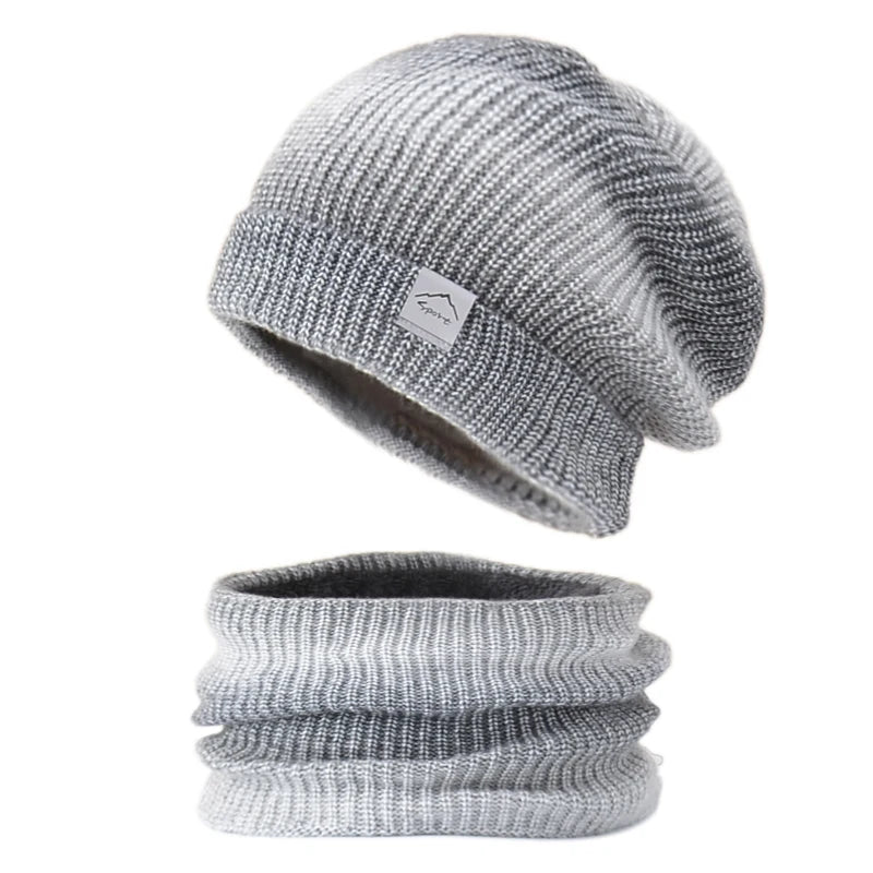 Xinbaoguan 60% acrylic 9859 Korean version gradient color thickened warm ear protection and cold proof knitted hat two-piece set