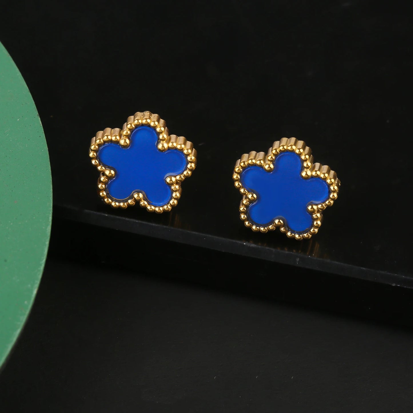 Stainless Steel Leaf Flower Clover Bracelet Jewelry Set Necklace Earrings Woman